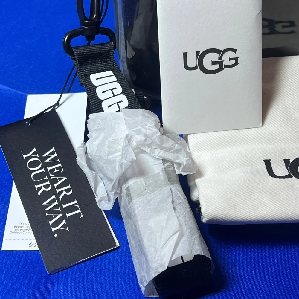 UGG Black and White Shearling Crossbody Bag - Picture 3 of 5